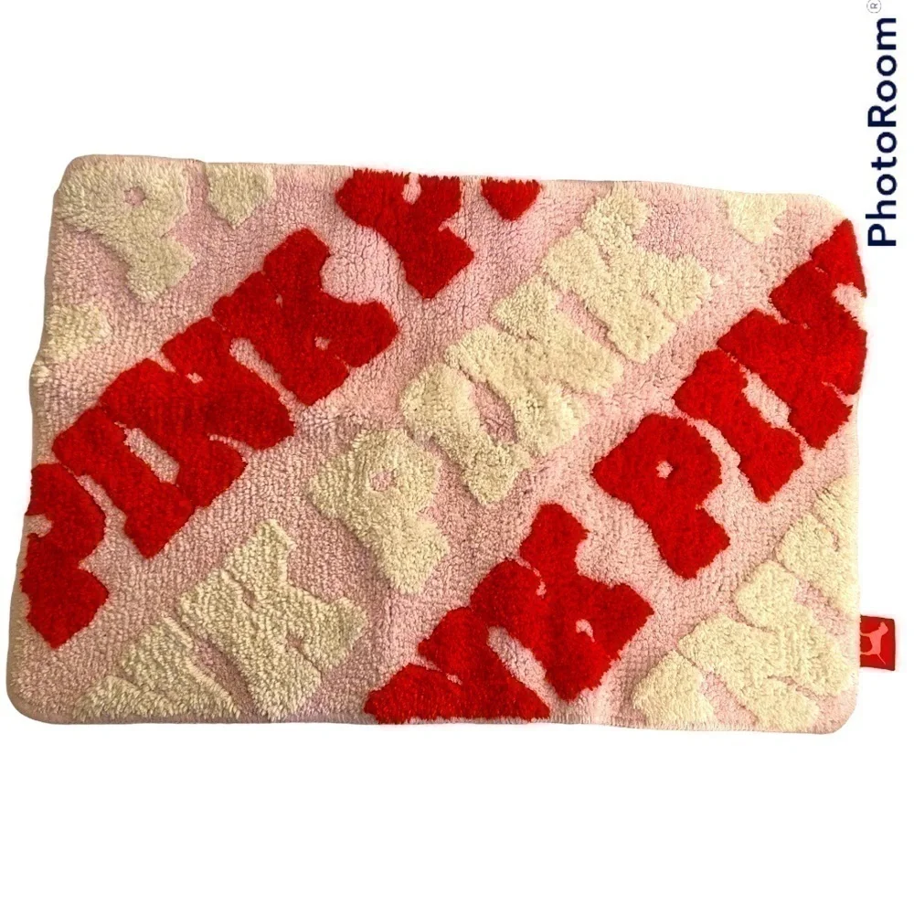 Victoria's Secret Pink logo bathmat throw rug pink red